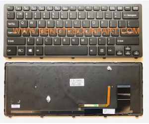 Sony Keyboard คีย์บอร์ด Vaio SVF14N  SVF14A  มีไฟ Back Light  (Black Frame)